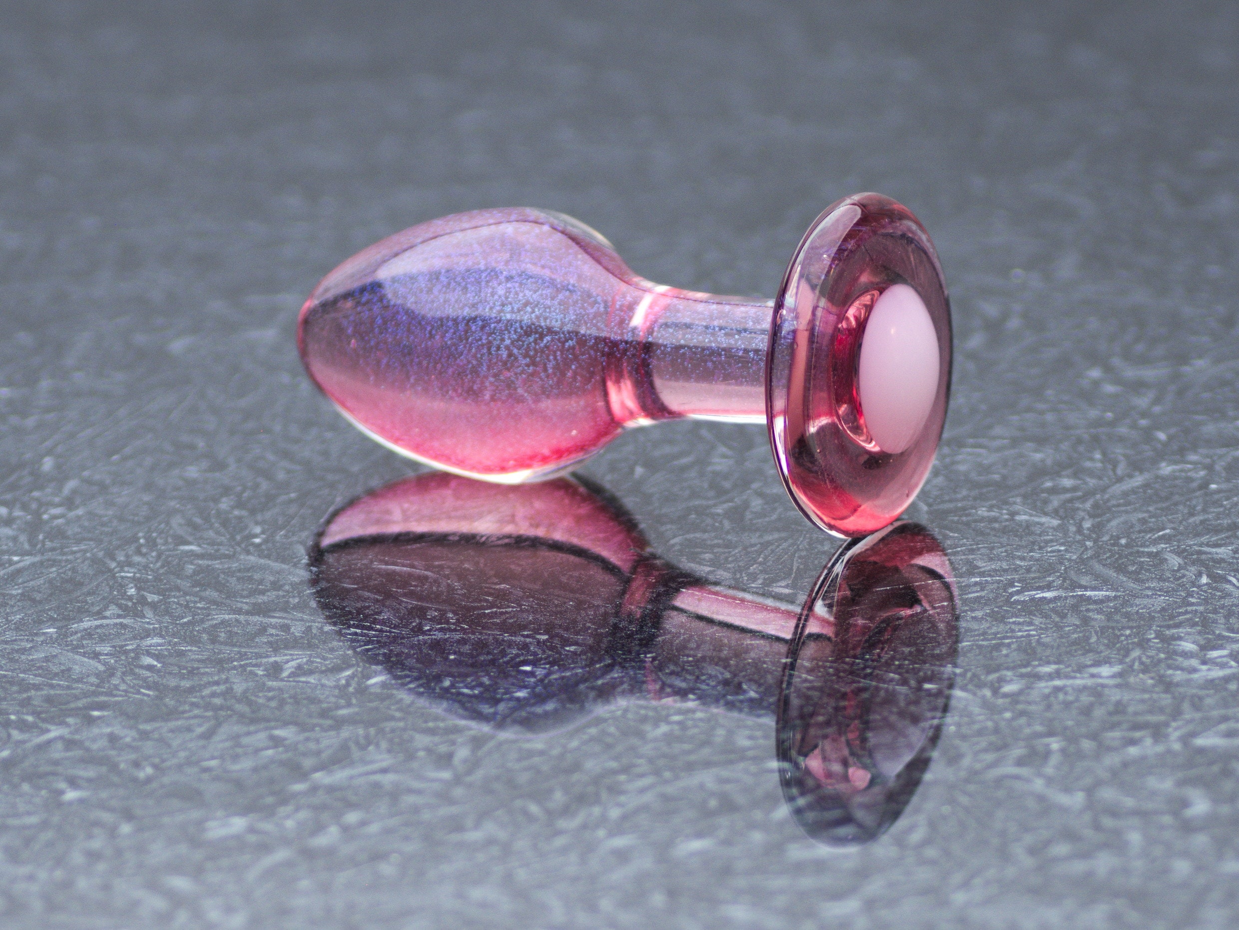 Glass Anal Plug Small Pink Razzle Pearl