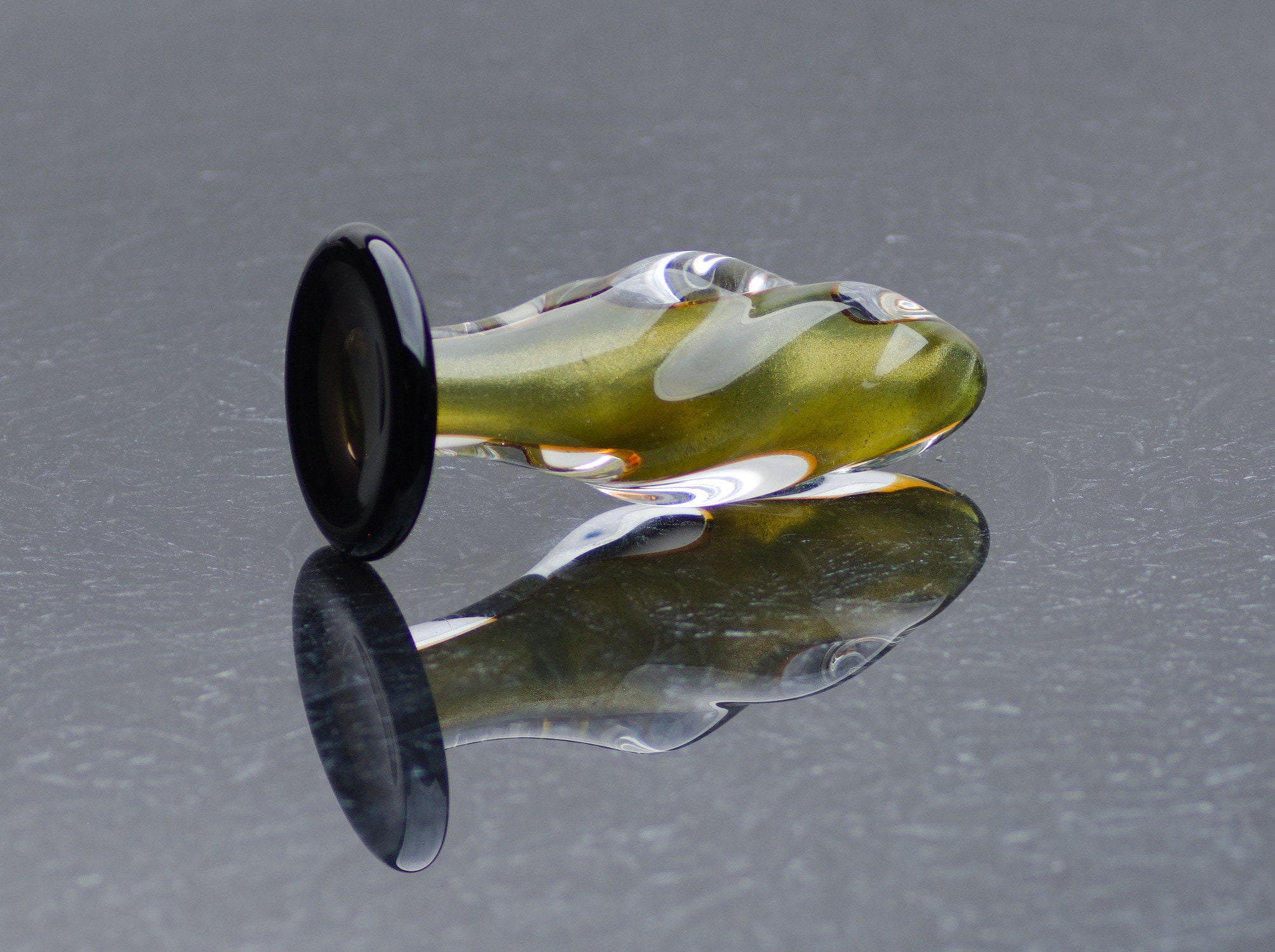 Glass Corkscrew Butt Plug - Extra Small - Golden Dust - Annealed