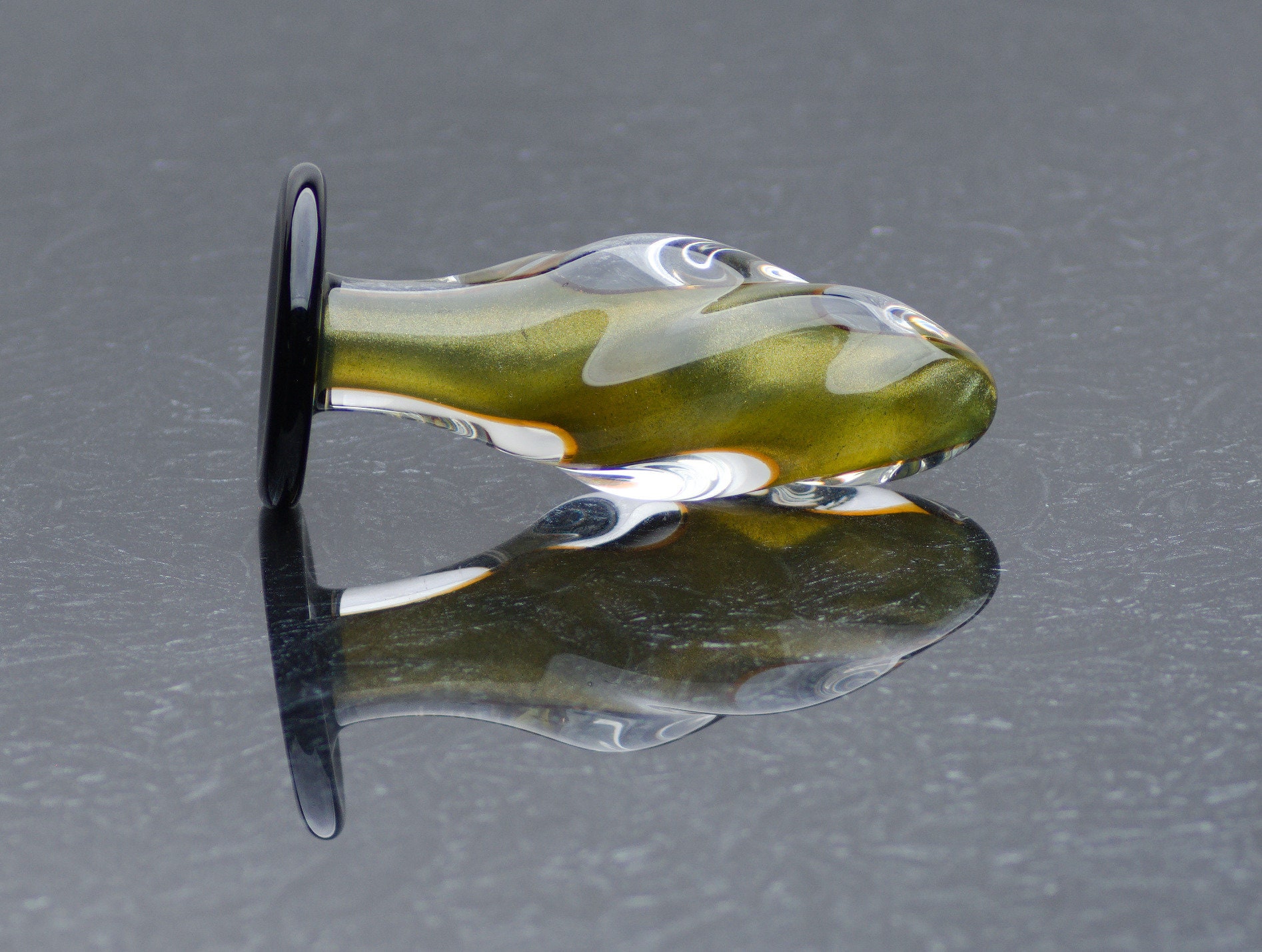 Glass Corkscrew Butt Plug - Extra Small - Golden Dust - Annealed