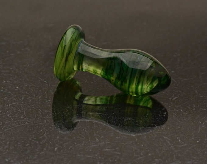 Glass Butt Plug - Medium - Marbled Emerald - Luxury Sex Toy/ Beautifully Colored Glass Sex Toy / Anal Plug by Simply Elegant Glass