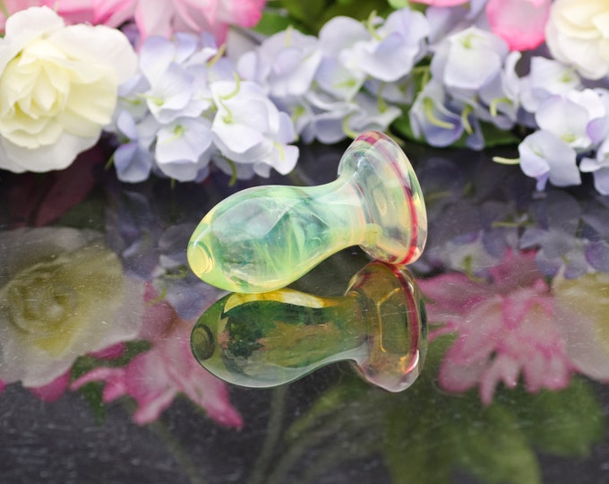 Glass Anal Plug  - Rosy Lime Radiance - Size Small - Erotic Art by Simply Elegant Glass