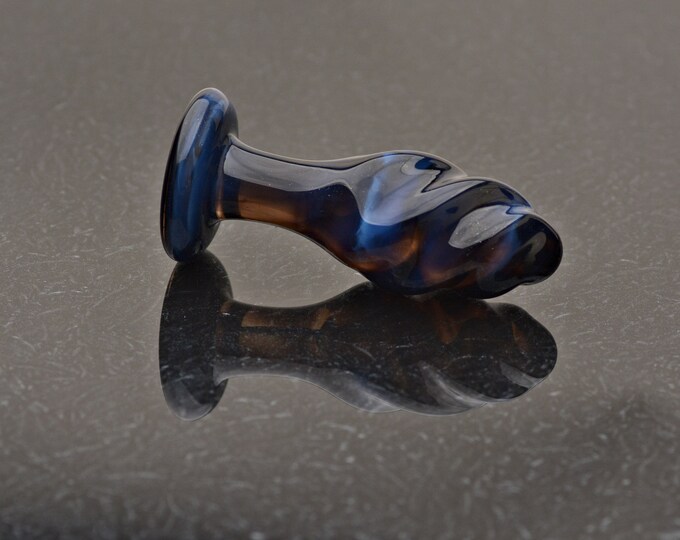 Glass Butt Plug - Medium - Light Cloudy Sparkling Night - Body-Safe Glass Sex Toy / Anal Plug - Art Glass Toy by Simply Elegant Glass