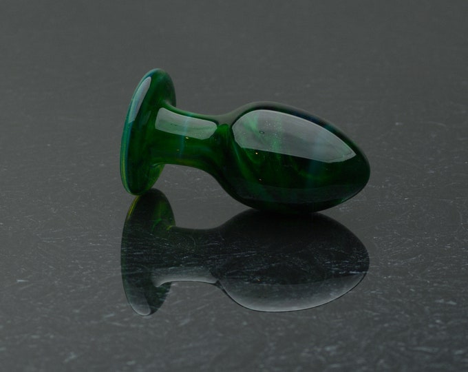 Glass Butt Plug - Medium - Sparkling Marbled Emerald - Luxury Sex Toy for Him/Her - Glass Sex Toy / Anal Plug by Simply Elegant Glass