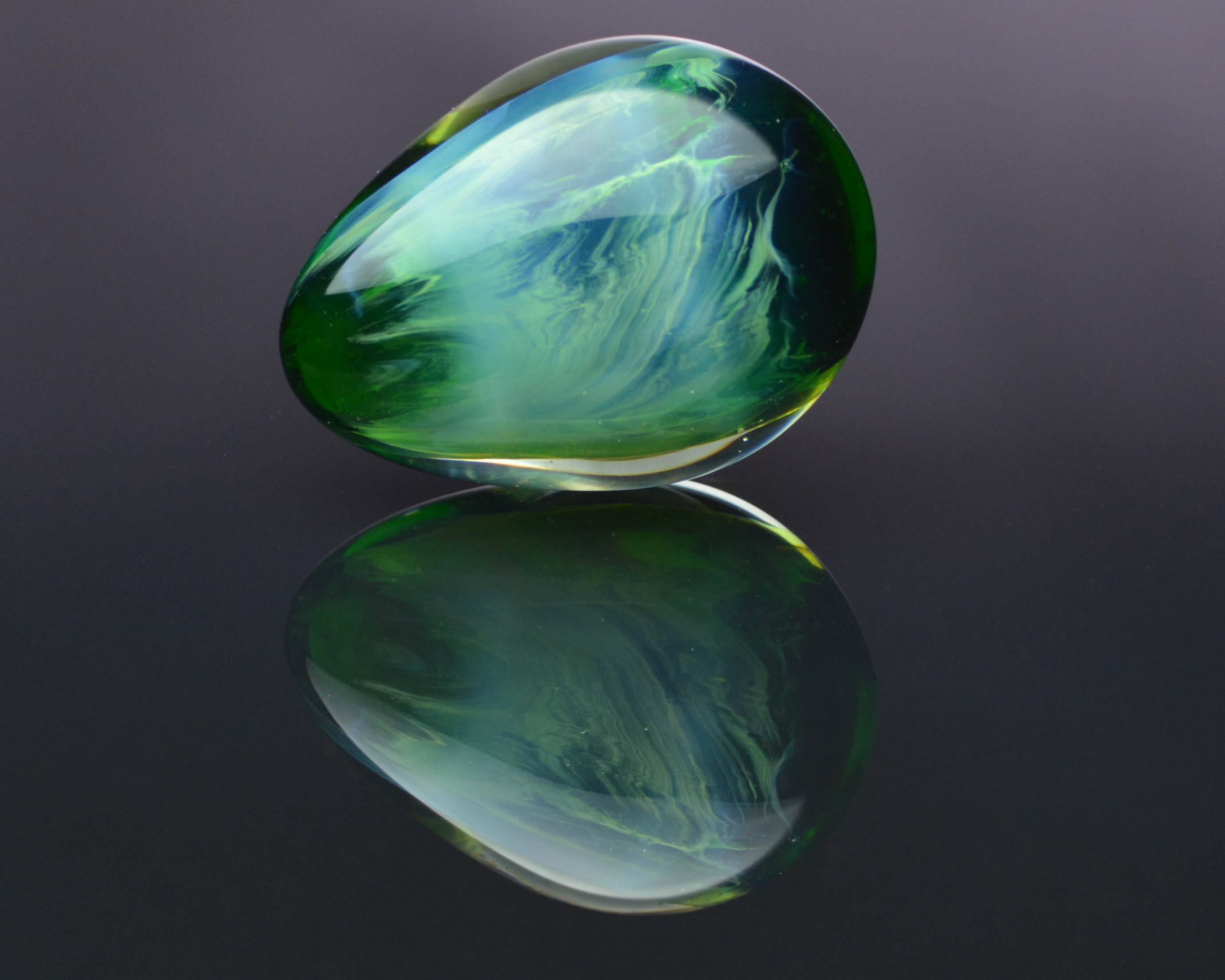 Glass Egg Medium Marble Green