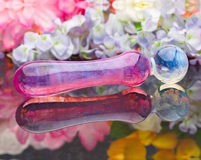 Glass Dildo / Spot massager - Pink Opal Fantasy - Erotic Glass Art by Simply Elegant Glass