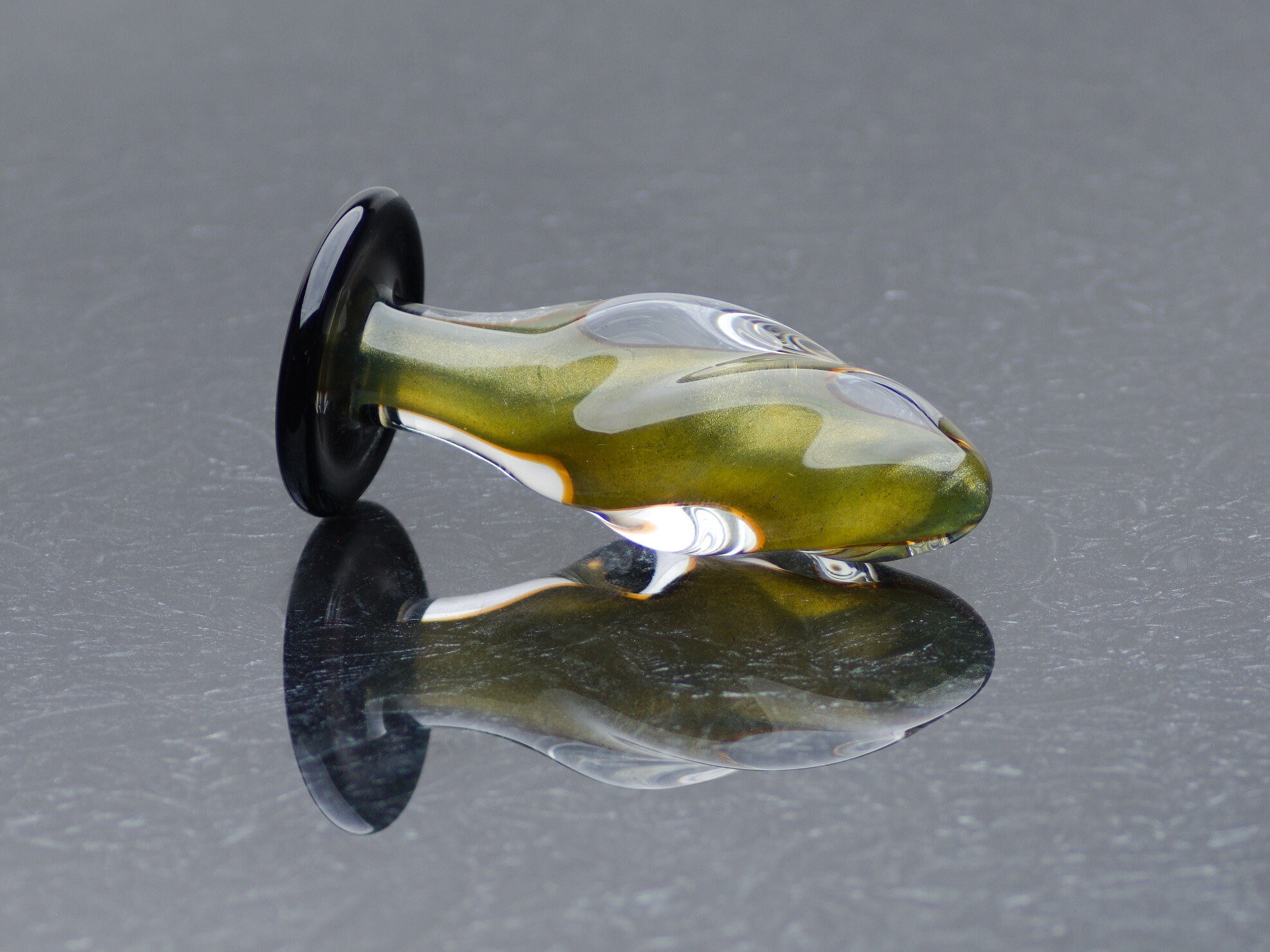 Glass Corkscrew Butt Plug - Extra Small - Golden Dust - Annealed