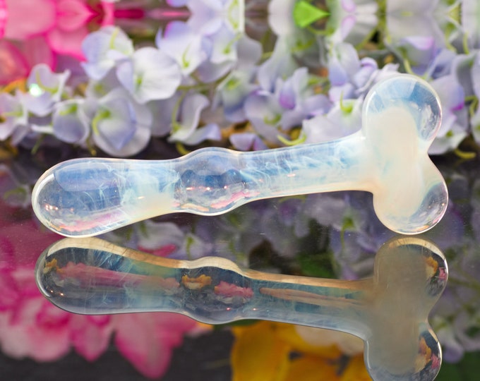 Glass Dildo / Spot massager - Glow Bone - UV REACTIVE Erotic Glass Art by Simply Elegant Glass