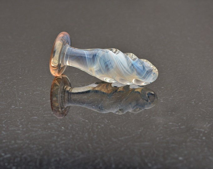 Glass Butt Plug - Extra Small - Opaline Twist - Borosilicate Body-Safe Glass Sex Toy / Anal Plug - Glass Toy by Simply Elegant Glass