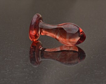 Glass Butt Plug - Medium - Light Orange Marble -  Luxury Sex Toy  / Personal Massager by Simply Elegant Glass