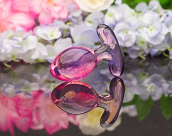 Glass Anal Plug  - Violet Fuschia - Size Medium - Erotic Art by Simply Elegant Glass