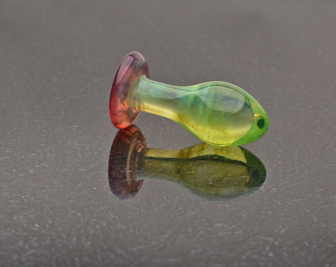 Glass Butt Plug - Small - Watermelon Opal - Borosilicate Body-Safe Glass Sex Toy / Anal Plug - Art Glass Toy by Simply Elegant Glass