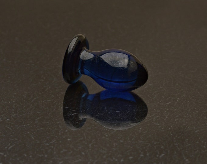 Glass Butt Plug - Medium - Sapphire Sparkle - For Him/Her - Anal Plug, Luxury Sex Toy by Simply Elegant Glass