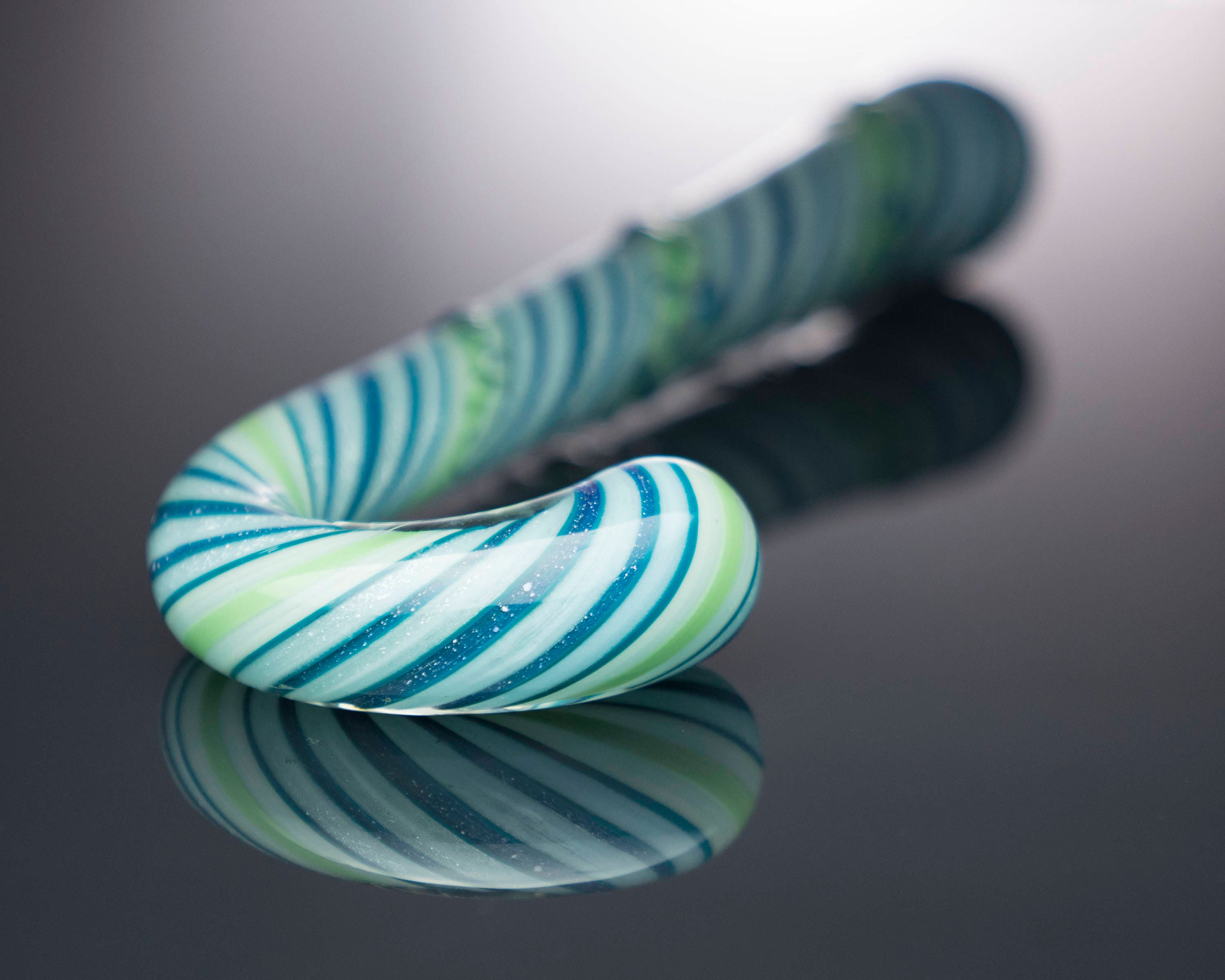Glass Dildo Large Blue Candy Cane