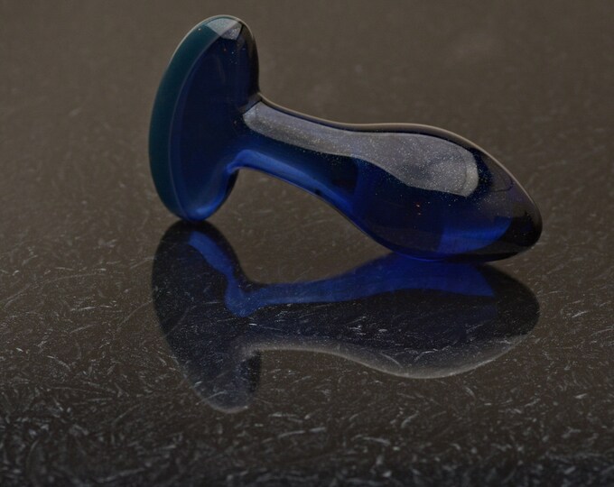 Glass Butt Plug - Medium - Dazzling Blue Sparkle - Luxury Sex Toy / On Sale by Simply Elegant Glass