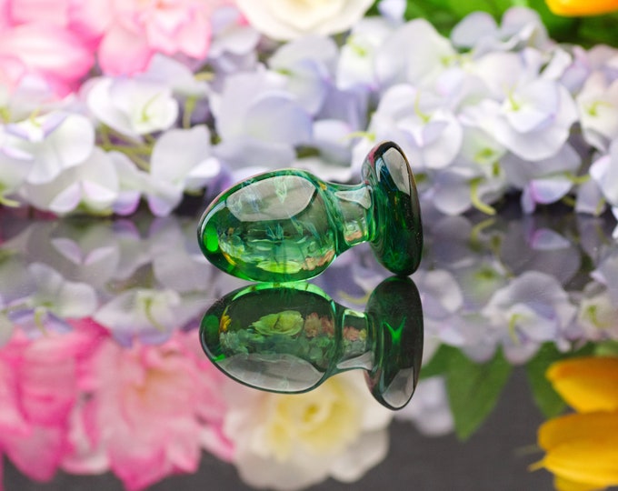 Glass Anal Plug  - Sparkling Jade Fantasy - Size Medium - Erotic Art by Simply Elegant Glass