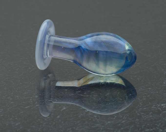 Glass Butt Plug - Medium - Sky Blues - Luxury Sex Toy / Beautifully Colored Glass Sex Toy / Anal Plug by Simply Elegant Glass