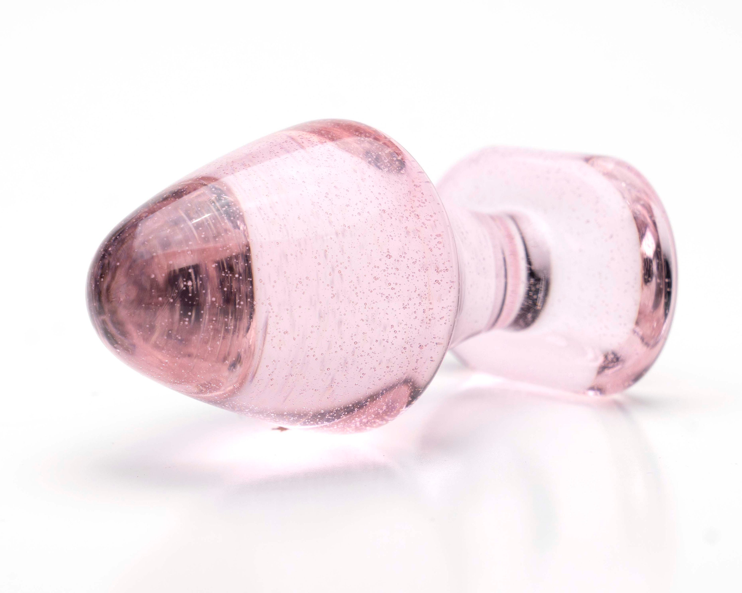Glass Anal Plug Large Light Pink