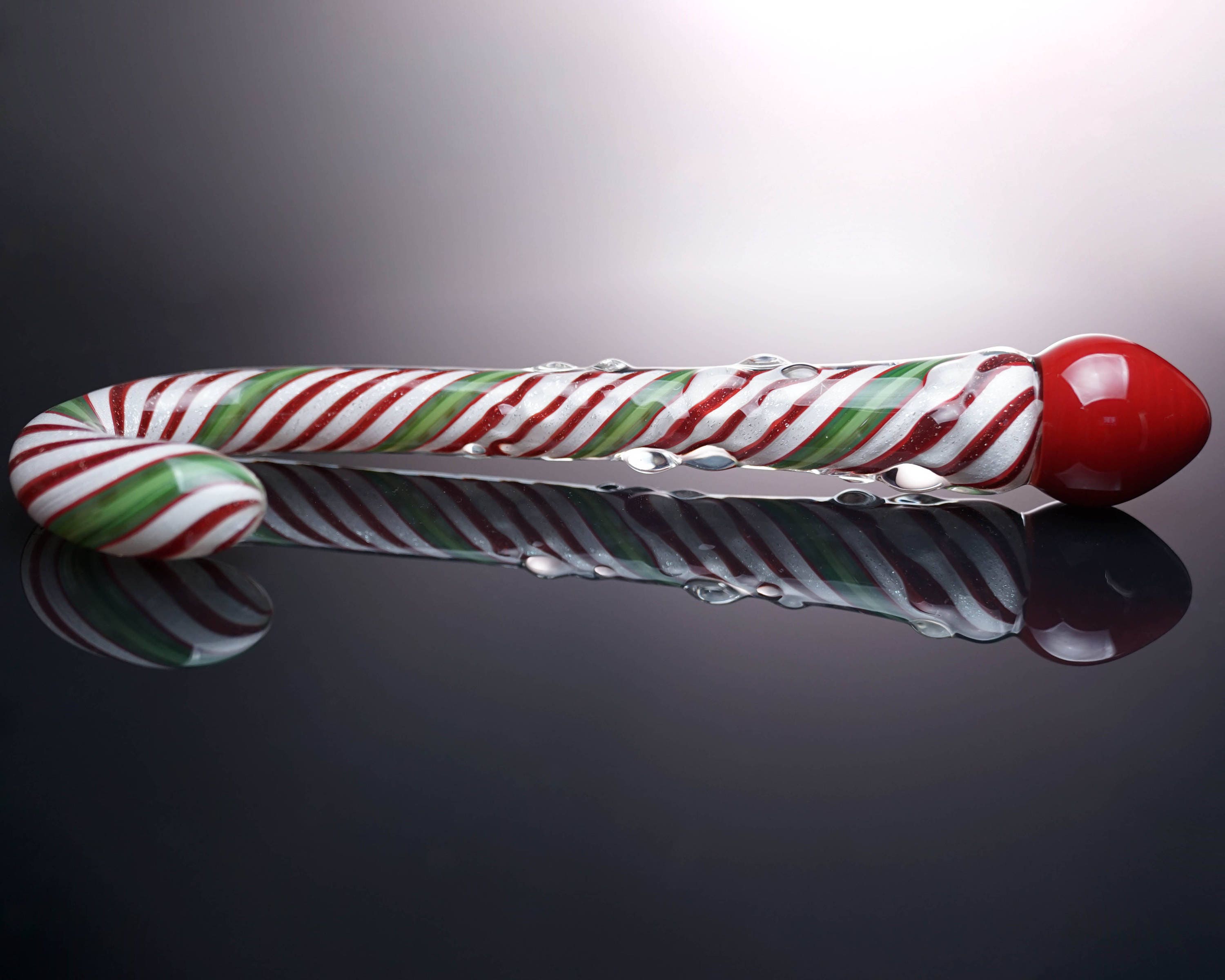 Glass Dildo Large Candy Cane