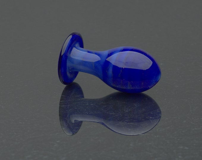 Glass Butt Plug - Medium - Big Blue - Glass Sex Toy / Luxury Sex Toy for Him/Her by Simply Elegant Glass