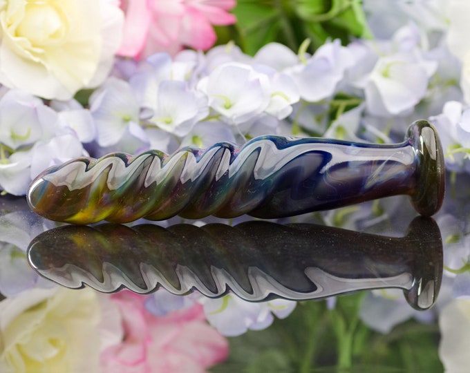 Glass Dildo - Mossy Scepter - Unicorn Horn - Erotic Glass Art by Simply Elegant Glass