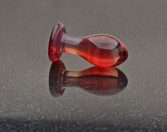 Glass Butt Plug - Medium - Rouge - Body-Safe Glass Sex Toy / Anal Plug - Art Glass Toy by Simply Elegant Glass