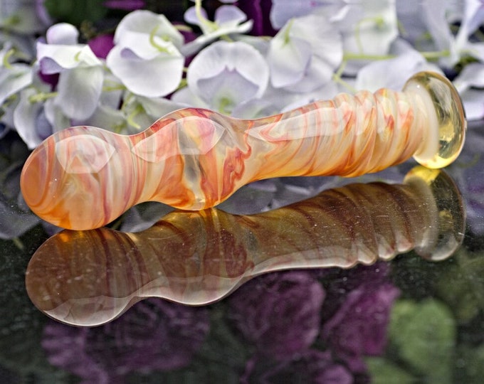 Glass Dildo / Spot massager - Marbled Amber Carnelian - Glass Personal Massager, Sex Toy for Men and Women  by Simply Elegant Glass