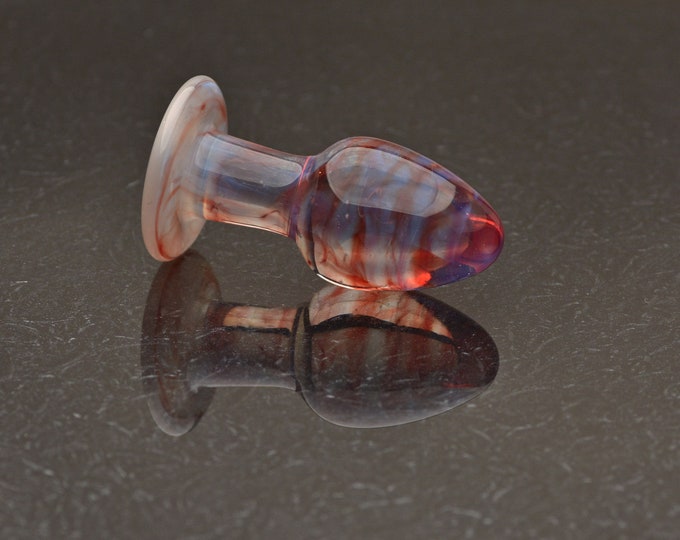 Glass Butt Plug - Medium - Marbled Ruby - Luxury Sex Toy / Beautifully Colored Glass Sex Toy / Anal Plug by Simply Elegant Glass