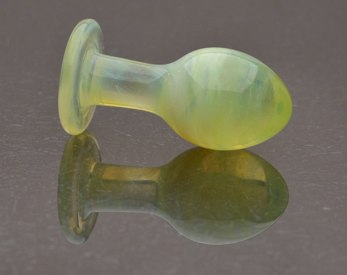 Glass Anal Plug - Medium-Large - Light Key Lime - Butt Plug, Sex Toy Dialator Functional Erotic Art by Simply Elegant Glass