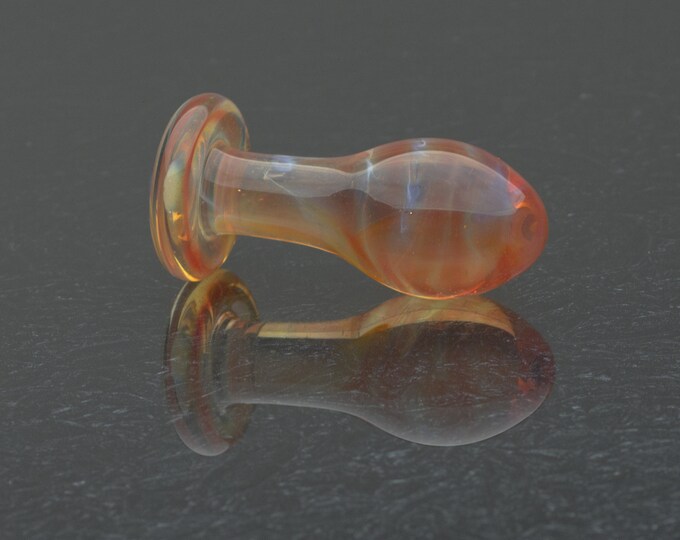 Glass Butt Plug - Small-Medium - Oranges and Cream - Luxury Sex Toy for Him/Her - Glass Sex Toy / Anal Plug by Simply Elegant Glass