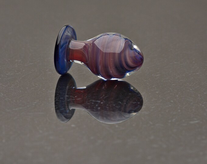 Glass Butt Plug - Large - Maroon Swirl - Luxury Sex Toy / Beautifully Colored Glass Sex Toy / Anal Plug by Simply Elegant Glass