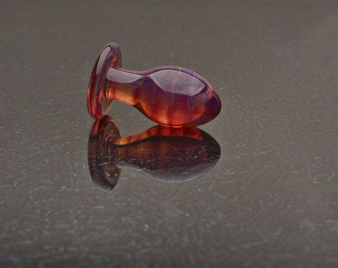 Glass Butt Plug - Small - Neon Sunset - Borosilicate Body-Safe Glass Sex Toy / Anal Plug - Glass Toy by Simply Elegant Glass