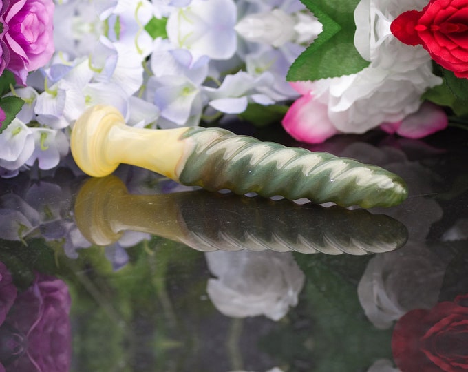 Glass Dildo / Spot massager - Glittering Jade Unicorn - Glass Personal Massager, Sex Toy for Men and Women  by Simply Elegant Glass