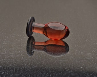 Glass Butt Plug - Small - Peachy Orange - Body-Safe Glass Sex Toy / Anal Plug - Glass Toy by Simply Elegant Glass