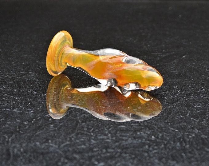 Glass Anal Plug - Small - Amber Twist - Butt Plug, Sex Toy Dialator Functional Erotic Art by Simply Elegant Glass