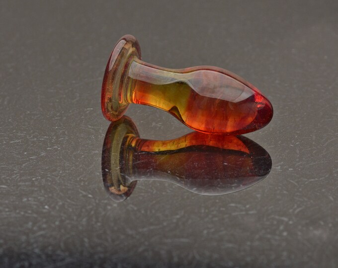 Glass Butt Plug - Medium - Sunset Daiquiri - Borosilicate Body-Safe Glass Sex Toy / Anal Plug - Glass Toy by Simply Elegant Glass