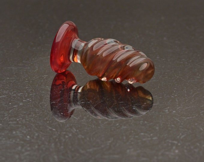 Glass Butt Plug - Medium - "Ruby Sparkle Twist" - Luxury Sex Toy/ Beautifully Colored Glass Sex Toy / Anal Plug by Simply Elegant Glass