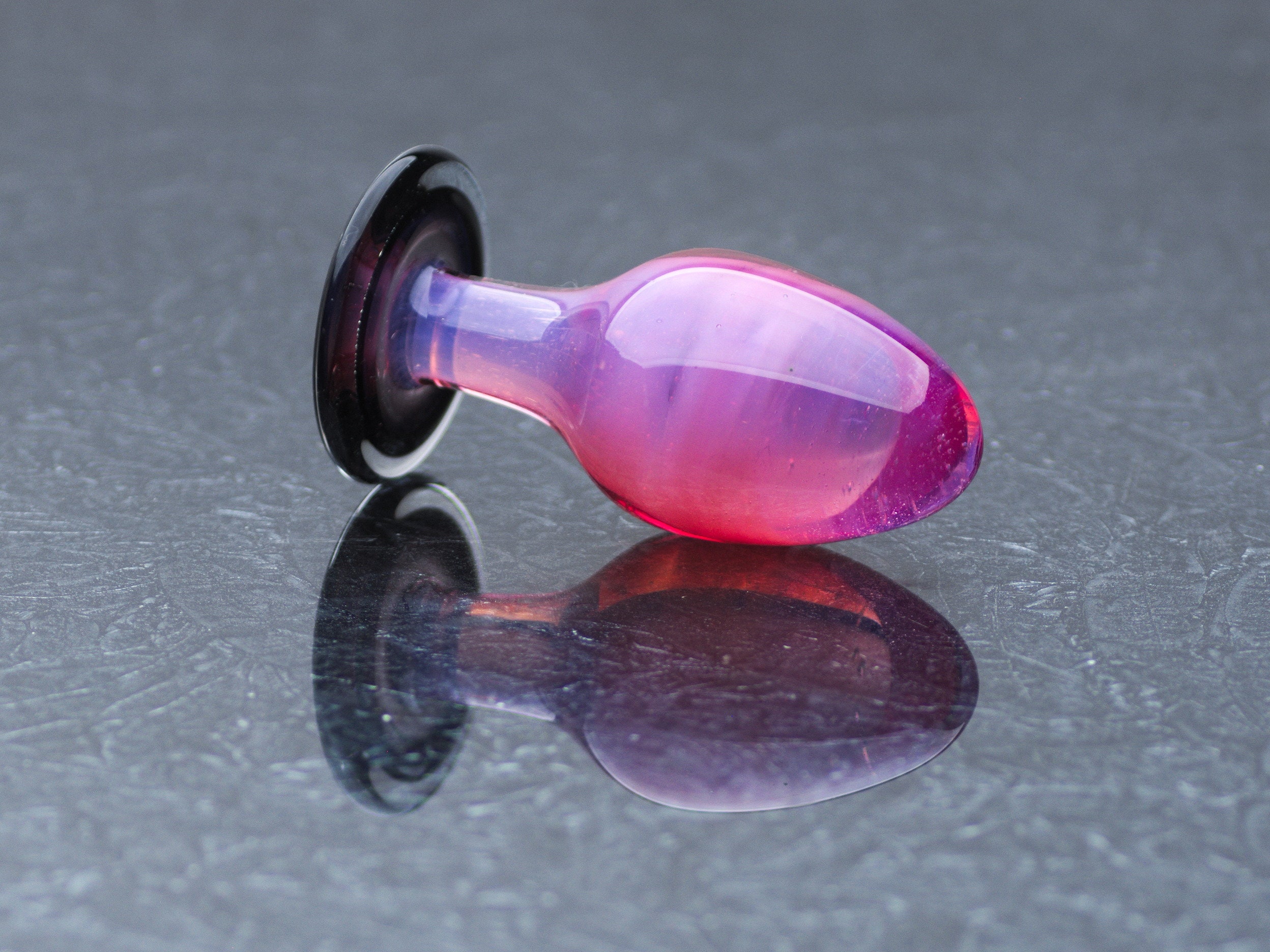 Glass Anal Plug Small Dark Pink
