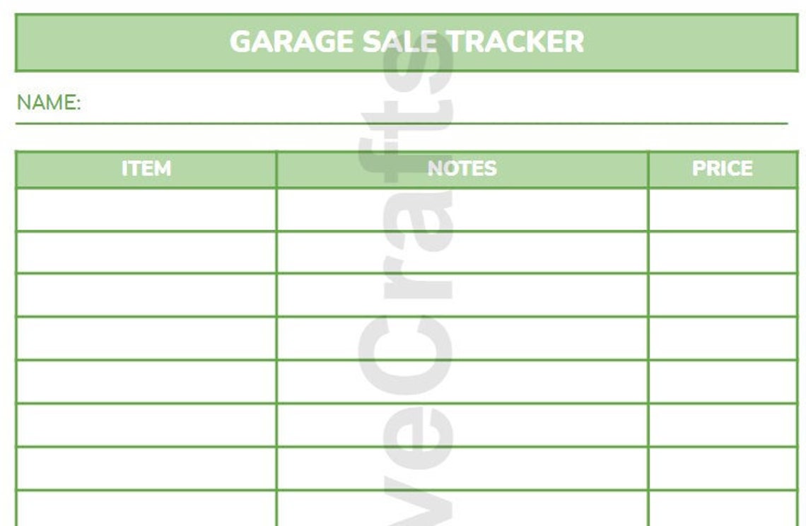 Garage Sale / Yard Sale / Tracker / Printable | Etsy