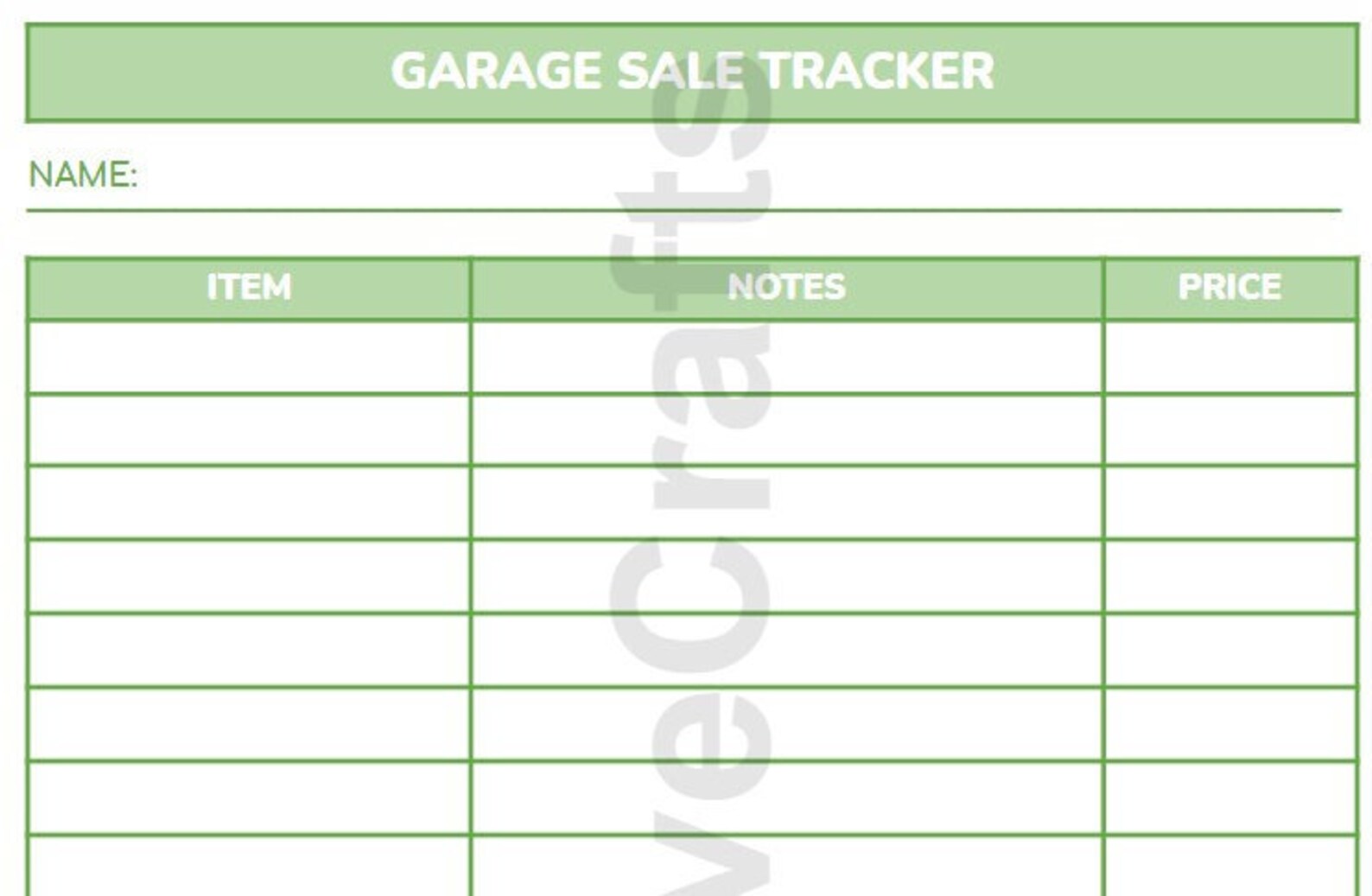 Garage Sale / Yard Sale / Tracker / Printable | Etsy