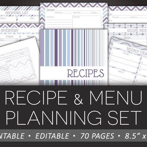 MEAL PLANNER & Grocery List Printable Planner Inserts Etsy