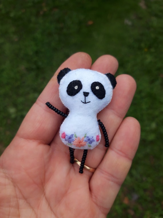 Felt Sewn Panda Pin For Child Tiny Panda Brooch For Daughter Etsy