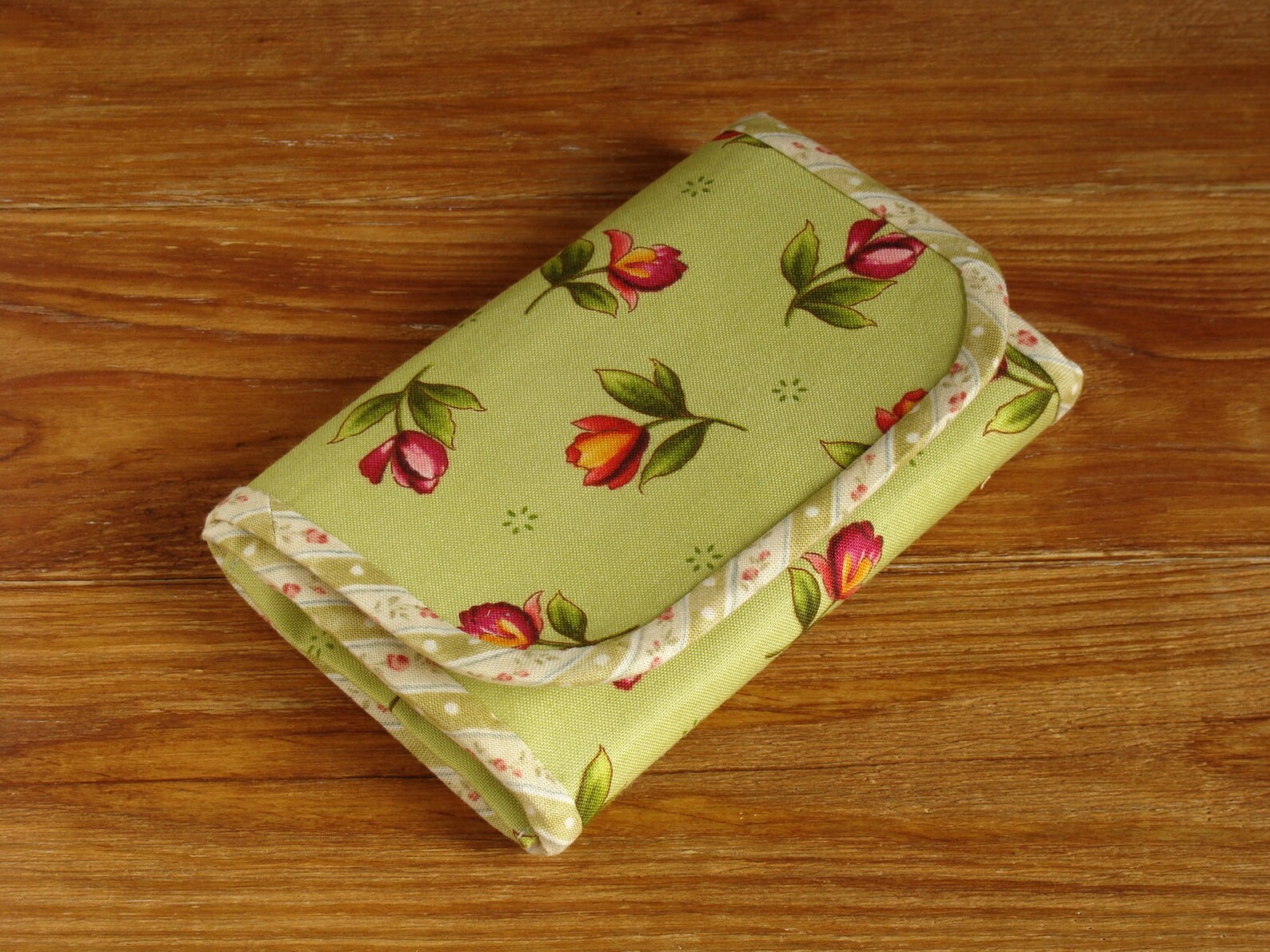 Tulip wallet / olive fabric / small wallet for women / compact Etsy