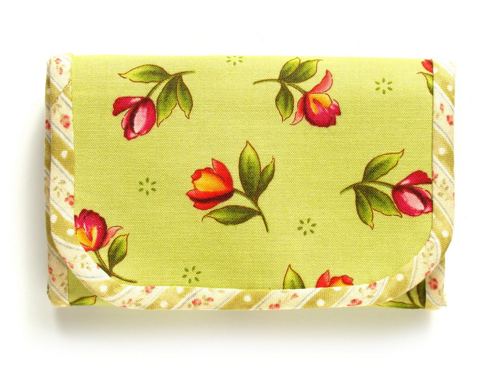 Tulip wallet / olive fabric / small wallet for women / compact Etsy