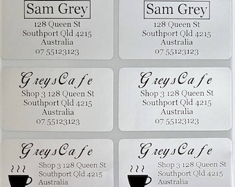 Silver Personalised Name / Address Label Stickers- XL (45*25mm) Dishwasher Safe  Labels QTY 56 or 200