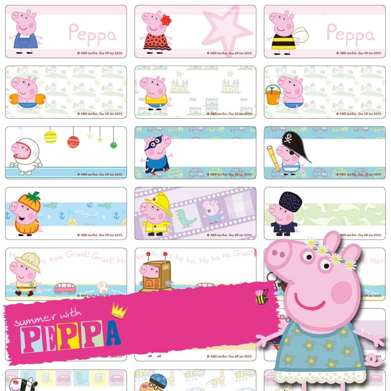 48 peppa pig iron on name labels medium 3015 mm iron on etsy