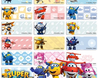 48/96Super Wings Personalised Name Label Sticker Dishwasher Safe Labels (30*13mm)