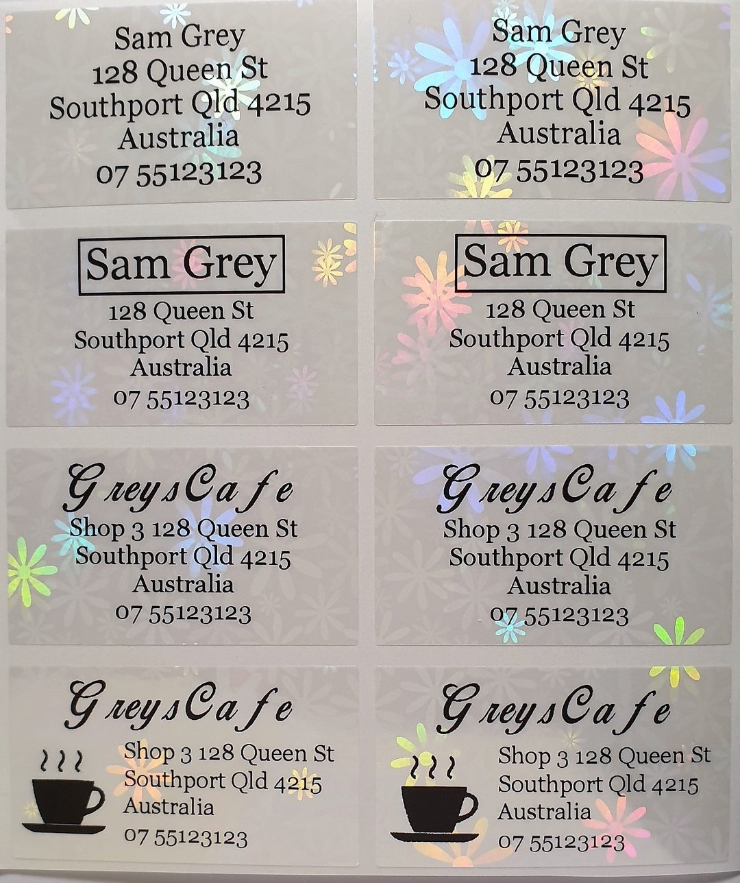 Pearlized Address Label 200 Pearl White Flower Name / Address Label Stickers XL 4525mm ...