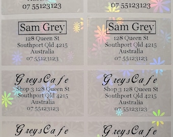 Etiquetas adhesivas personalizadas con nombre o dirección en color blanco perla - XL (45 x 25 mm) Etiquetas aptas para lavavajillas Cantidad: 56 o 200