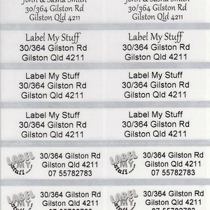Transparante gepersonaliseerde naam-/adreslabelstickers: L (46 x 15 mm) Vaatwasmachinebestendige labels 56 of 200