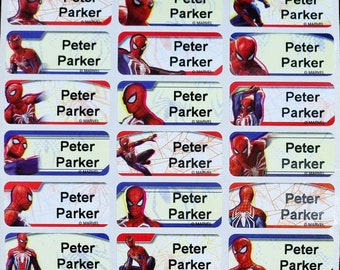 48/96 Spiderman 2023 étiquette de nom personnalisée autocollant étiquettes lavables au lave-vaisselle (30*13mm)